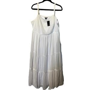 Torrid NWT White Gold Chiffon Lurex Tiered Maxi Dress Sleeveless Size 2 (XXL)